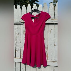 B. DARLIN WOMENS DRESS SMALL BOW BACKLESS FIT & FLARE SKATER STYLE PURPLE EUC